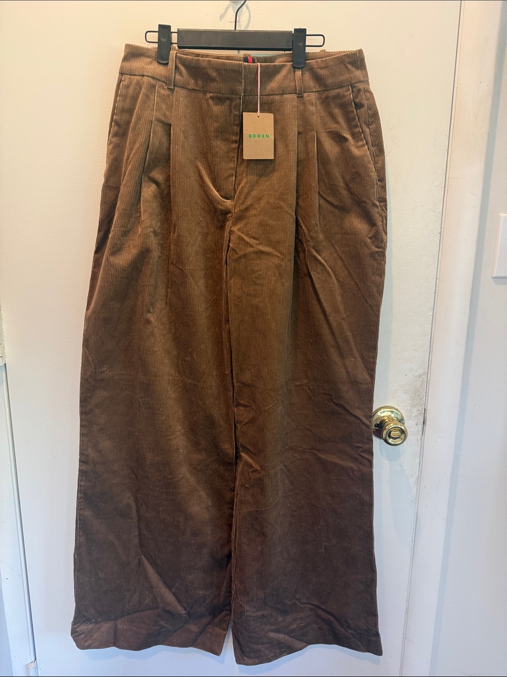 Boden Wide-Leg Corduroy Trousers - Brown